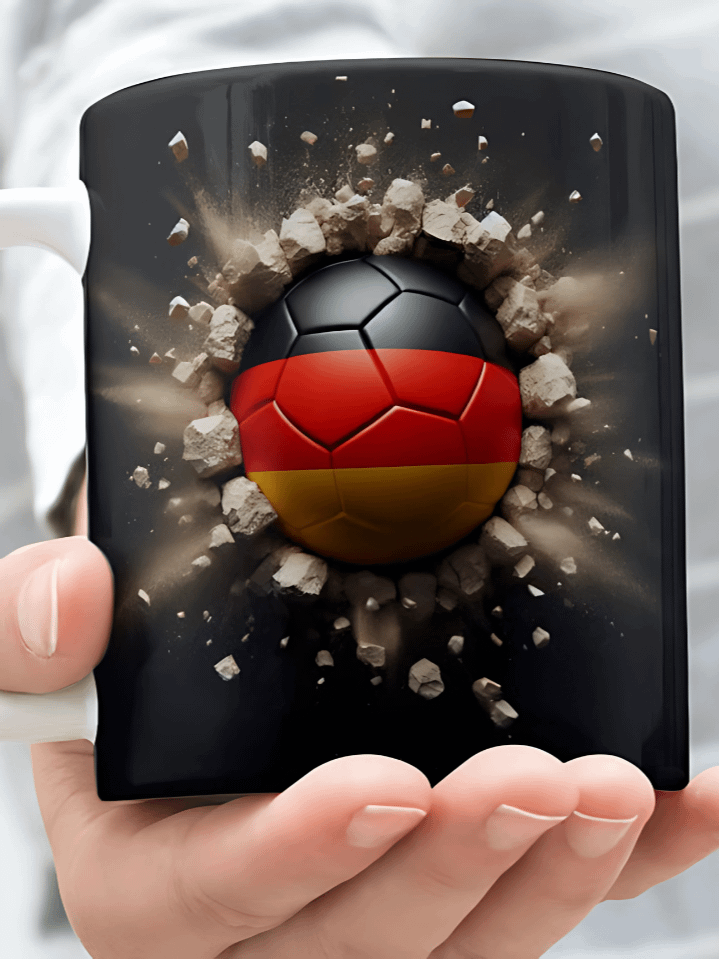 3D German Flag Soccer Ball Mug Wrap PNG – Breaking Wall Sublimation Design for 11oz & 15oz Mugs – Patriotic Sports Theme – Instant Digital Download product image (1)