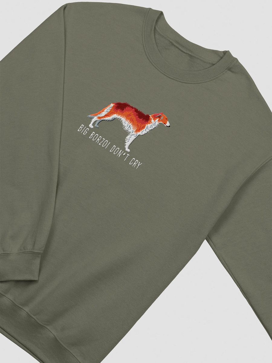 Big Borzoi Don't Cry Sweatshirt (Embroidered) of a Borzoi(Red) product image (15)