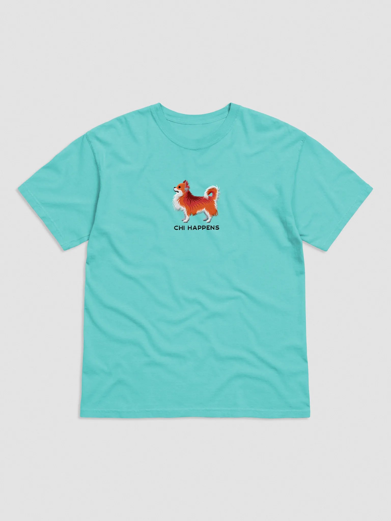 Chi Happens T-Shirt(Embroidered) of a Longhaired Chihuahua(Red) product image (4)