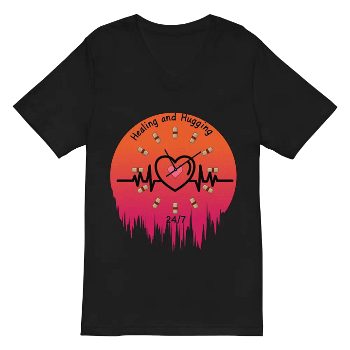 Healing and Hugging Clock Heart V-Neck Tee product image (3)