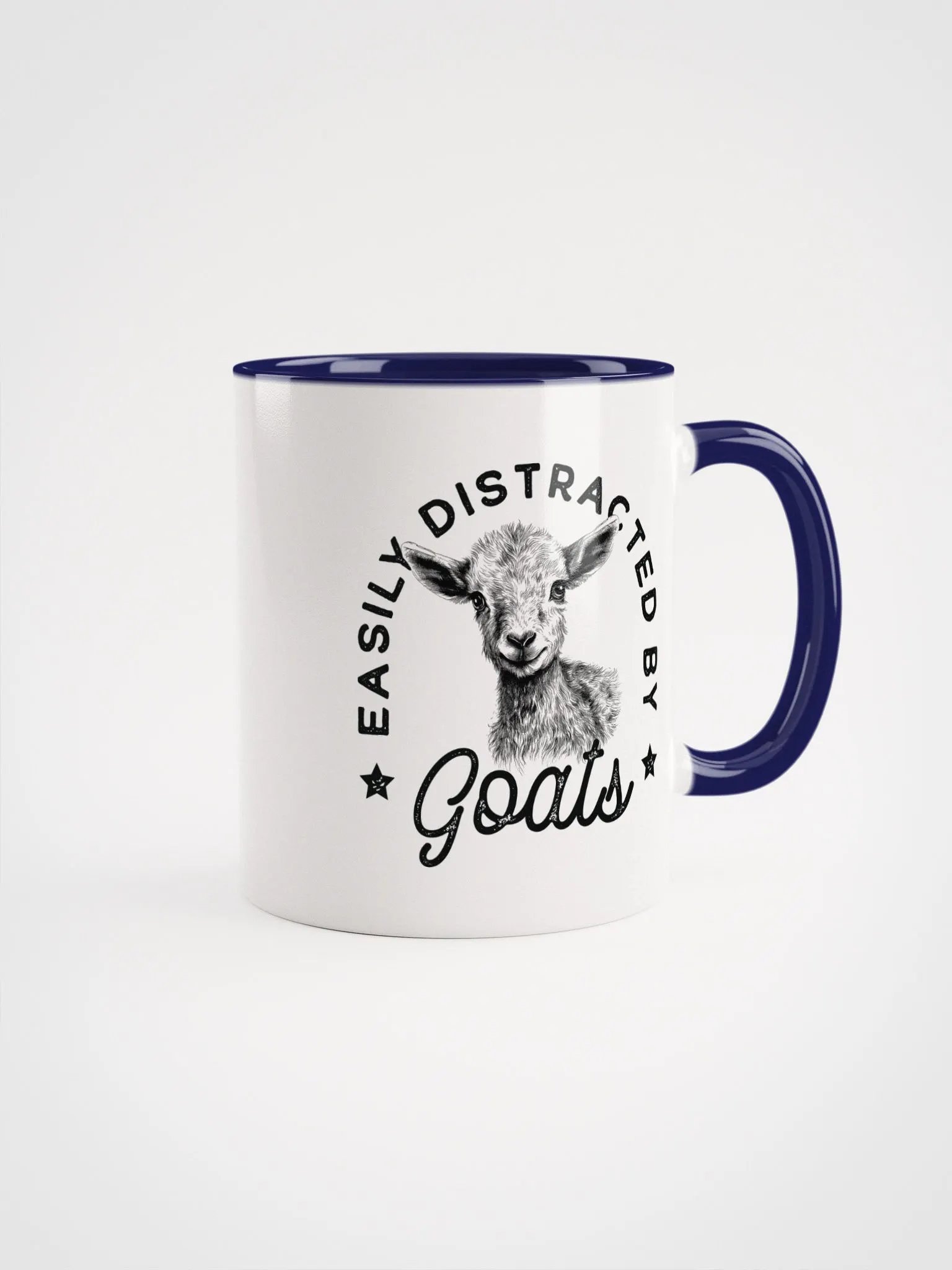 Easily distracted by goats" Ceramic Mug with color inside product image (1)
