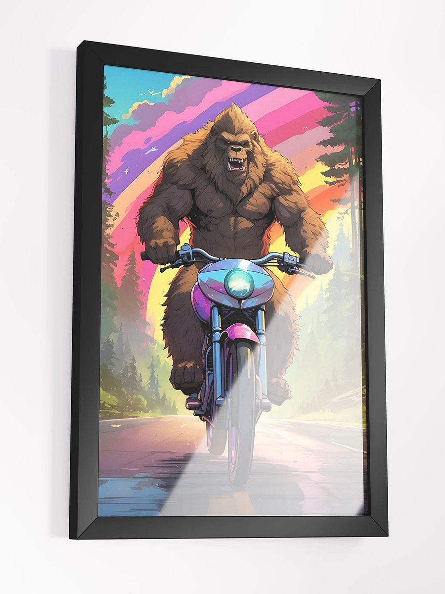 Bigfoot Riding a Motorcycle Framed Poster product image (4)