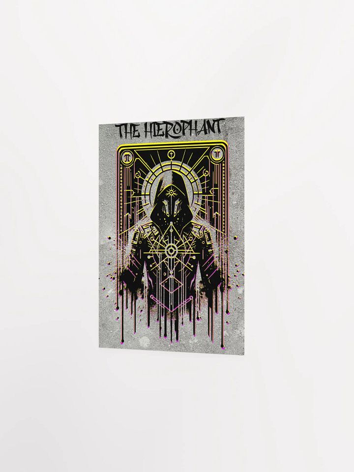 Cyberpunk Tarot Wall Art Poster – "The Hierophant" Card with Ornate Hooded Robes & Armored Mask – Futuristic Graffiti Stencil Artwork product image (27)