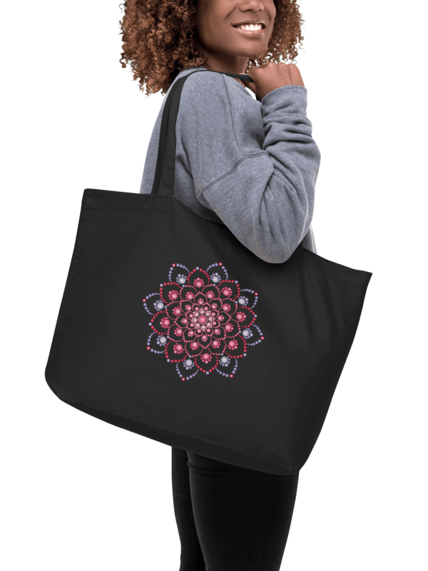 Purple and Pink Dot Mandala Organic Cotton Tote Bag product image (2)