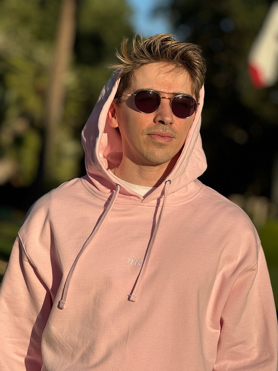 Nice. Embroidered Hoodie (Pink/White) product image (7)