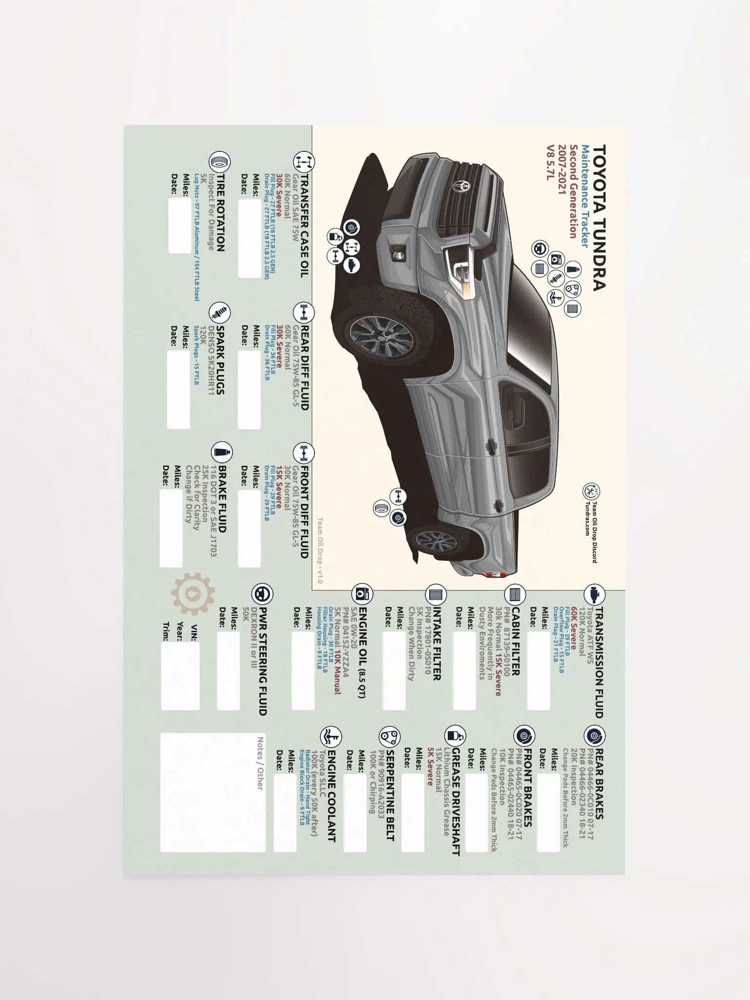 2nd Gen Tundra Maintenance Tracker - Silver / Cement product image (5)