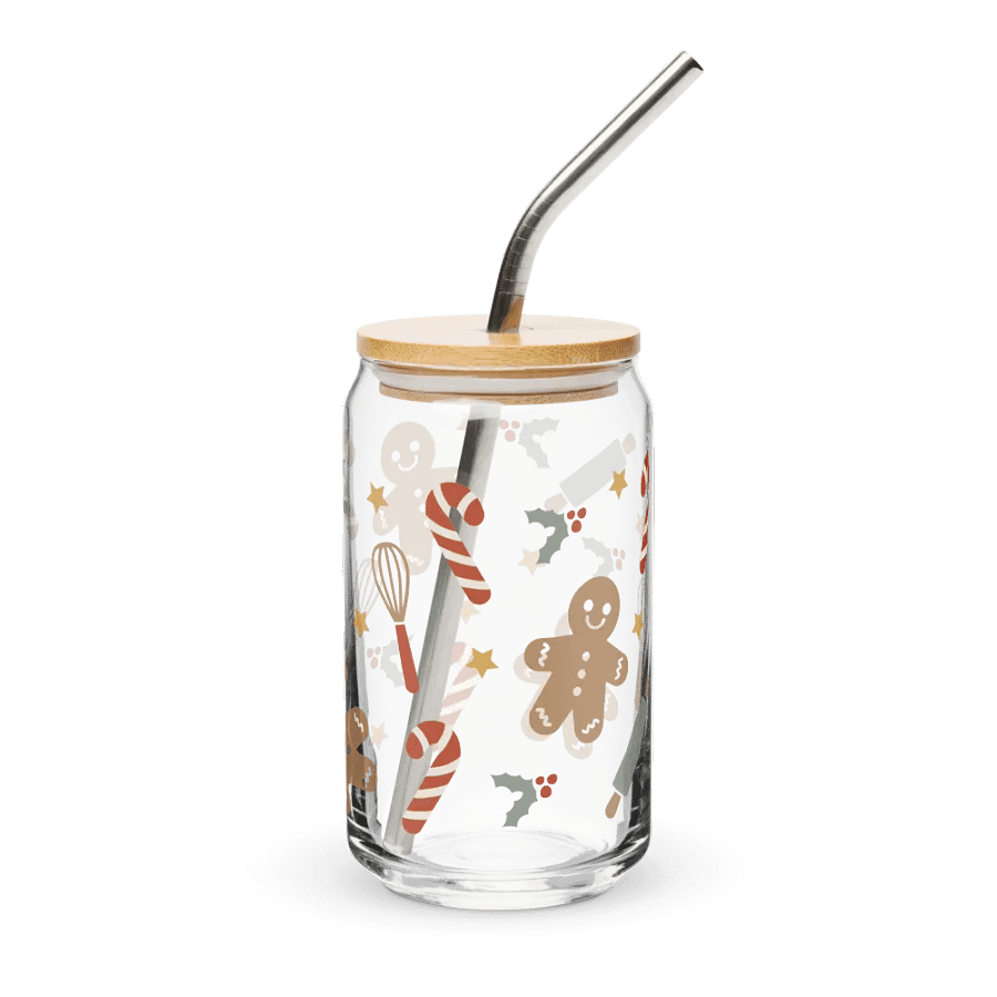 Gingerbread Man Baking Can-Shaped Glass (16oz) product image (1)