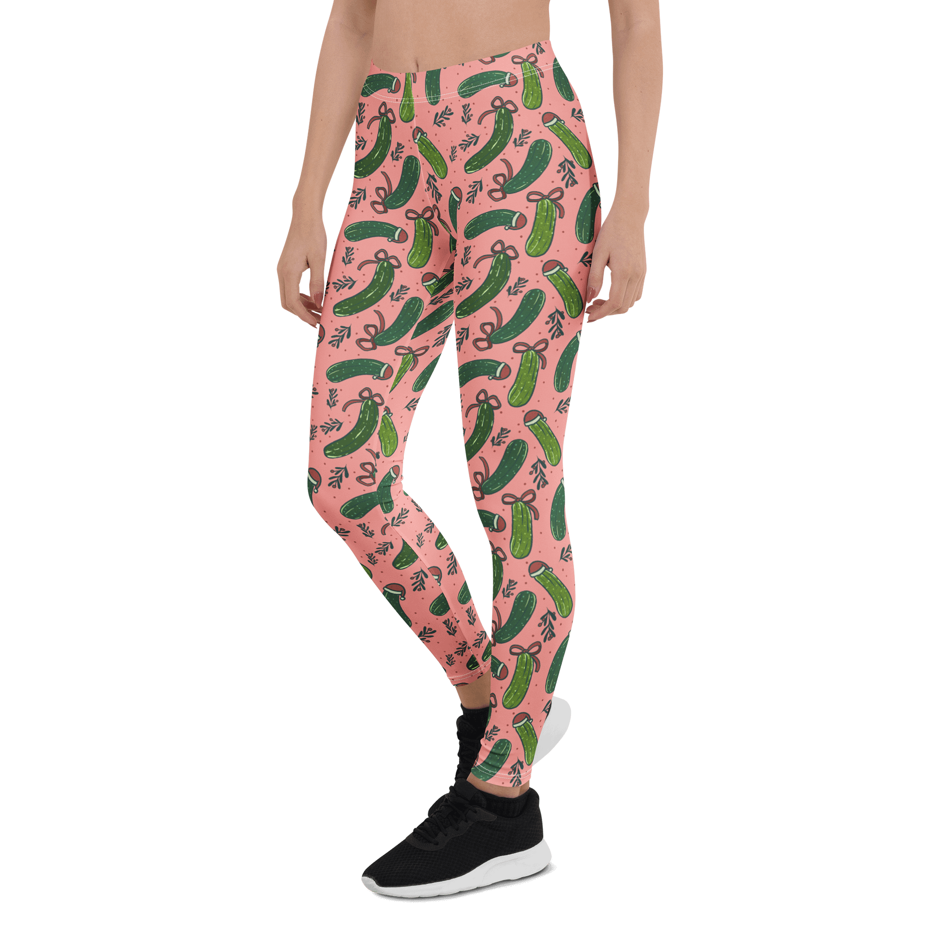 Christmas Pickles Pattern Leggings, Pink product image (3)