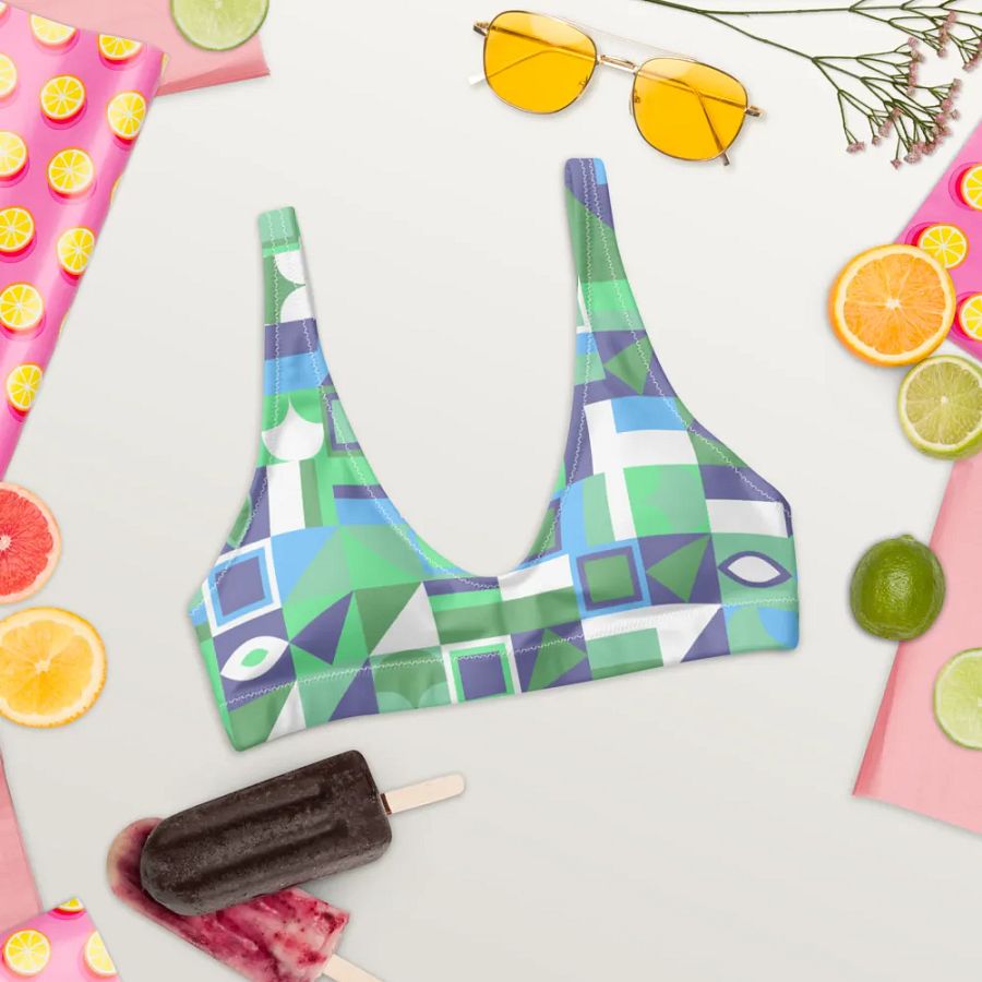 Colorful Vector Patterns Design Padded Bikini Top - v16 product image (6)