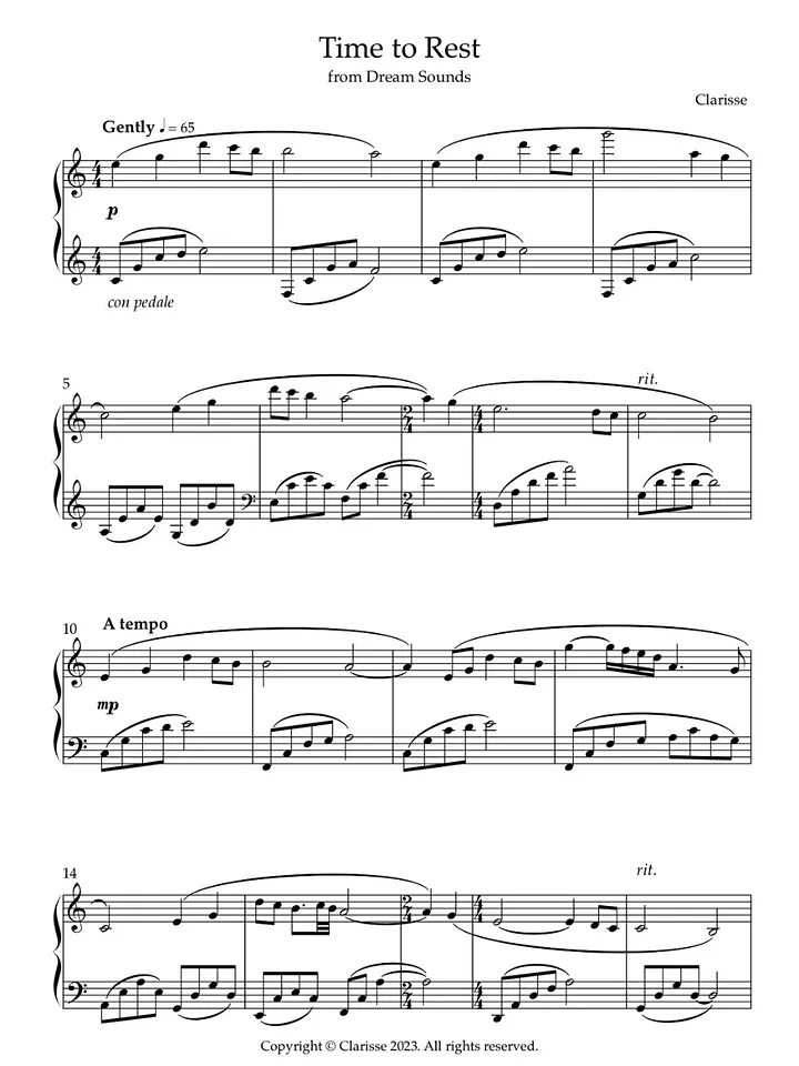 Time to Rest - Sheet Music product image (1)