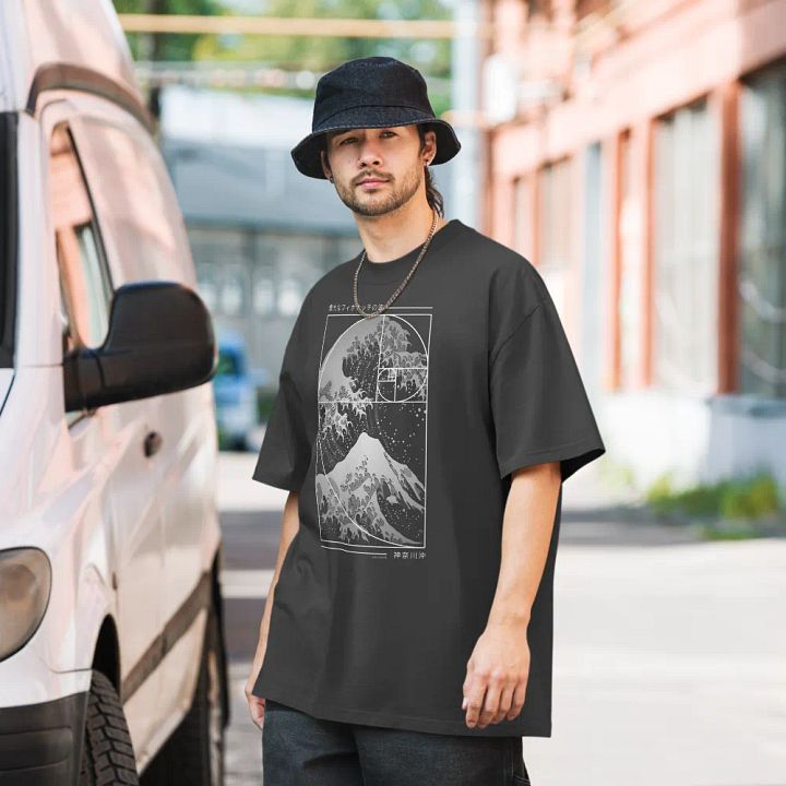 The Great Wave of Fibonacci Spiral - Oversized Tee product image (2)