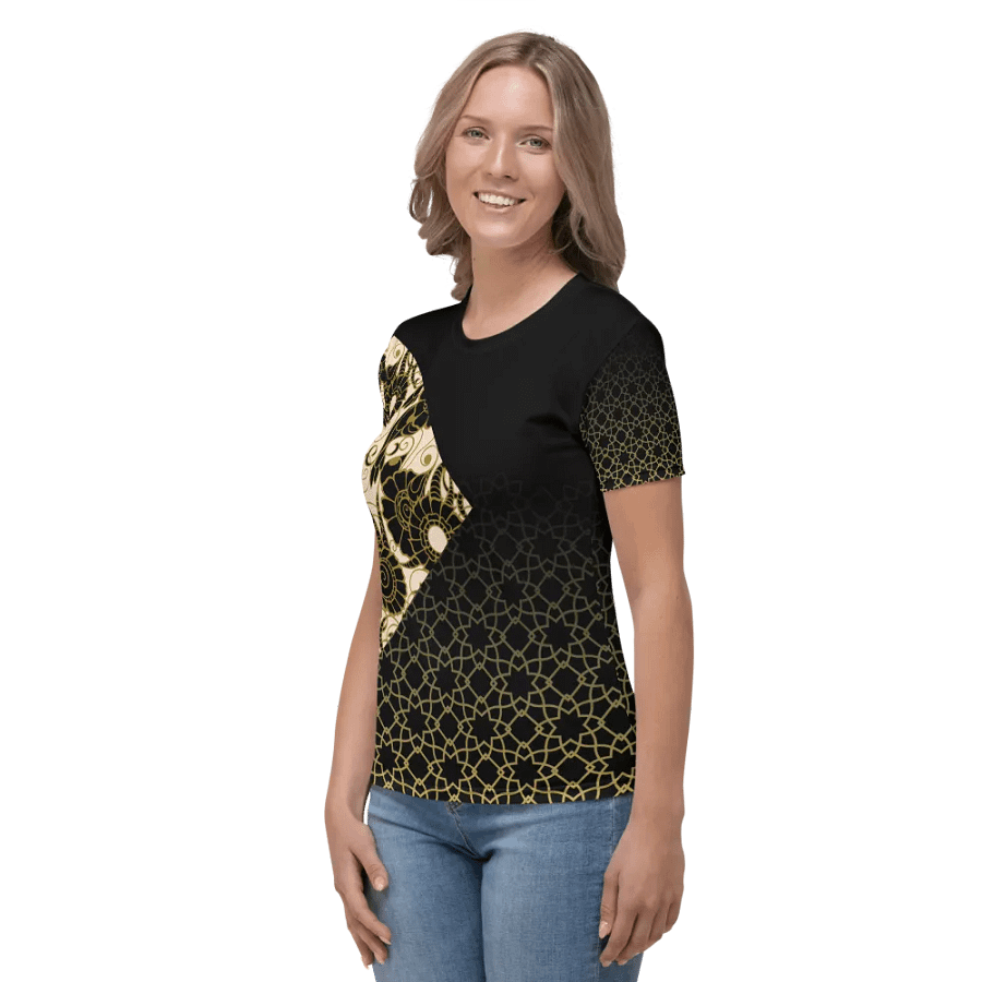 Black And Gold Patterned T-Shirt product image (3)