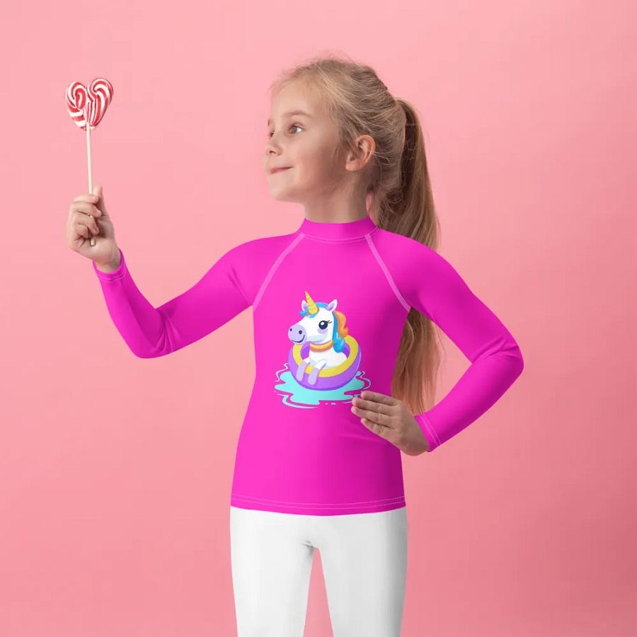 Magical Unicorn Pool Float Kids Rash Guard product image (7)