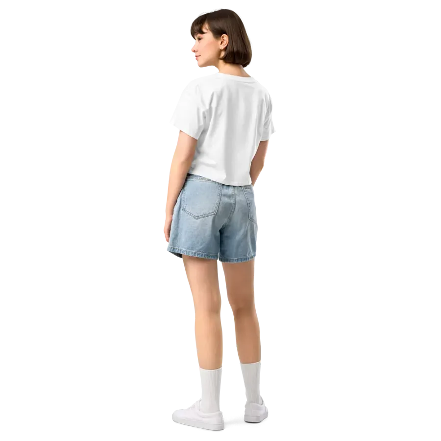 EXCLAIMING MENTALLY (L.C. black) embroidered cotton crop top product image (18)