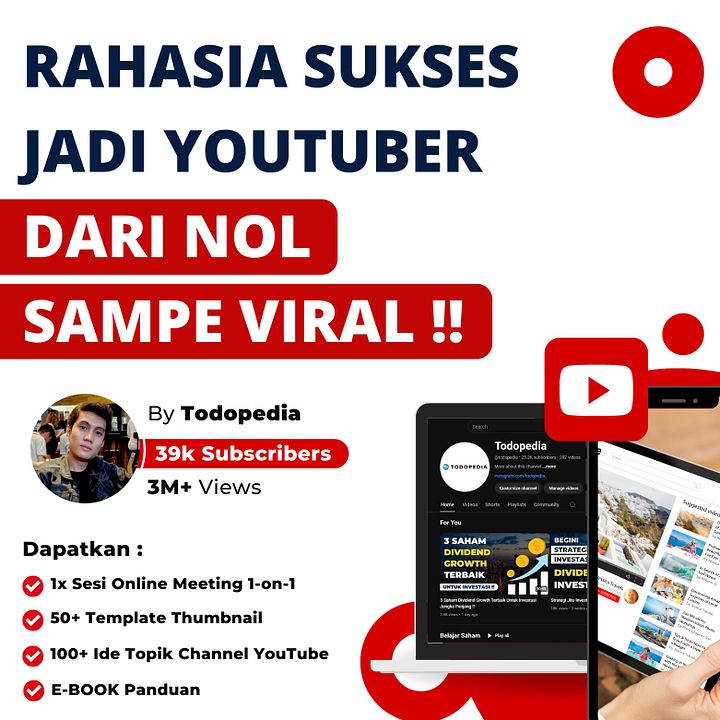 [E-COURSE] Rahasia Sukses Jadi YouTuber dari Nol Sampe Viral !! product image (1)