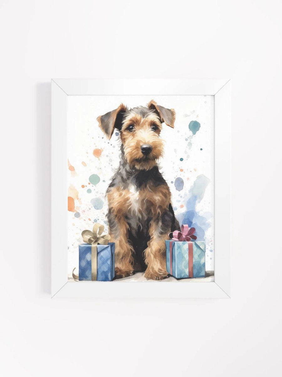 Airedale Terrier Puppy With Birthday Presents Watercolor Wall Art product image (52)