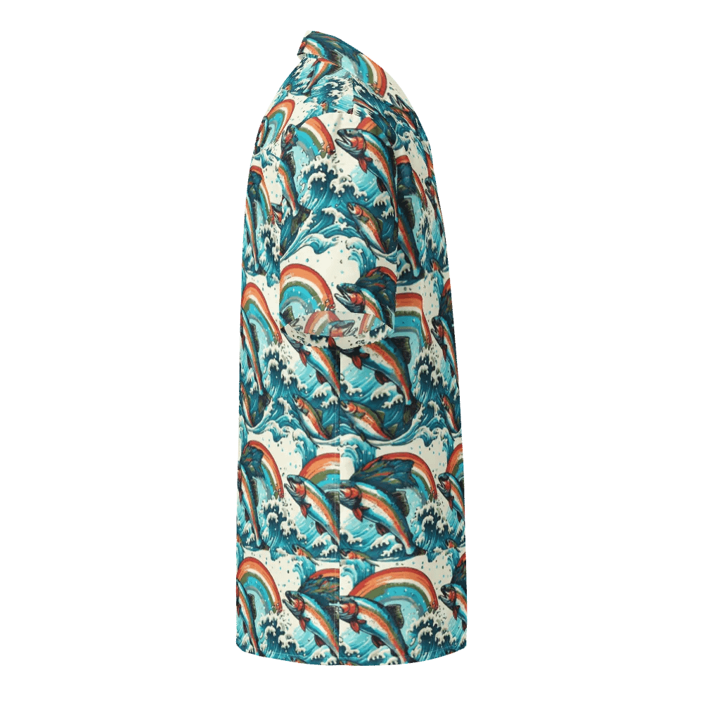 Hawaiian Style Shirt, Button Up, Unisex, Rainbows and Fish product image (5)
