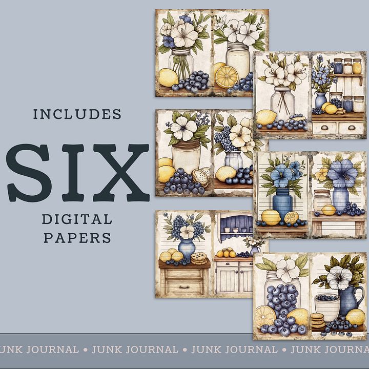Blueberry Lemon Hibiscus - Printable Journal Pages V9 product image (2)