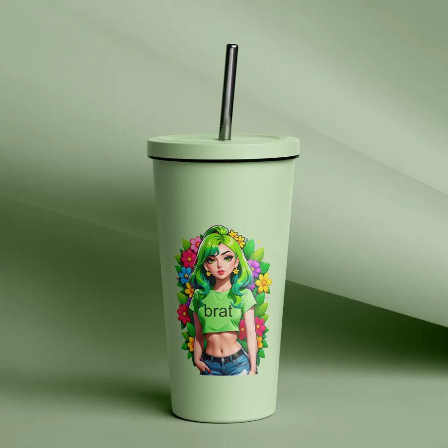 Brat 20 oz Tumbler Cup - Mint - Insulated Tumbler with a Straw v2 product image (12)