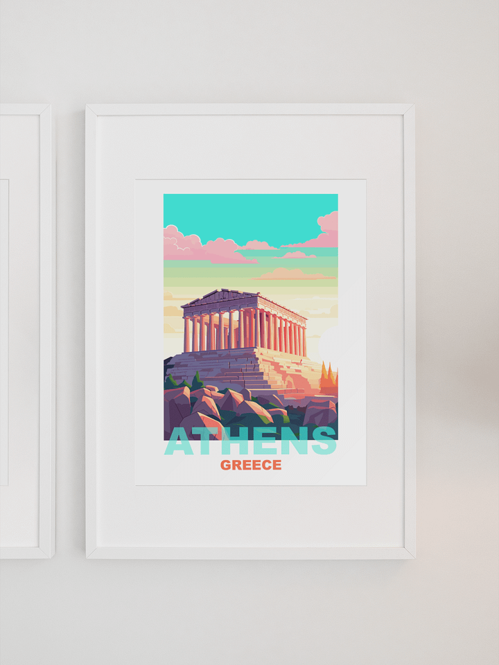 Parthenon Temple on Acropolis Hill Art, Athens Greece Vibrant Sunset Poster, Historic Greek Landmark, Travel Inspired Wall Art Decor product image (1)