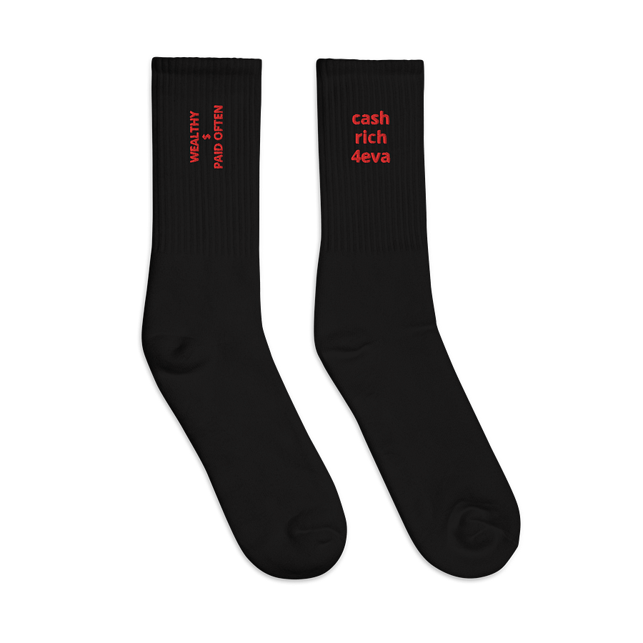 RED STAMPED WEALTHY $ PAID OFTEN Crew Socks product image (5)