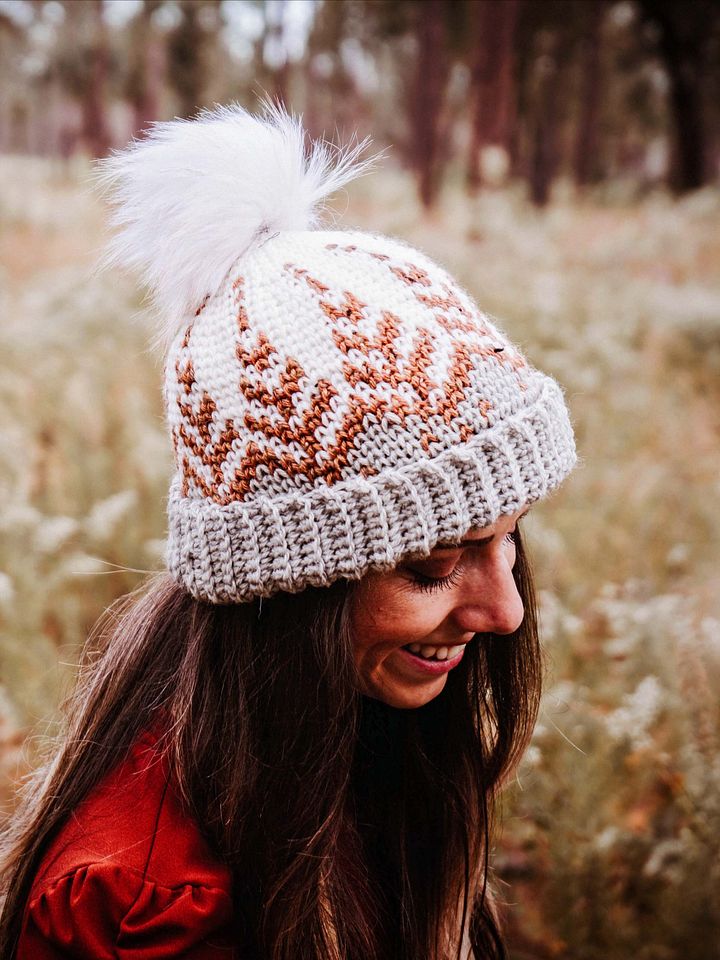 Pine Fair Isle Crochet Hat Pattern (4 Sizes) product image (1)