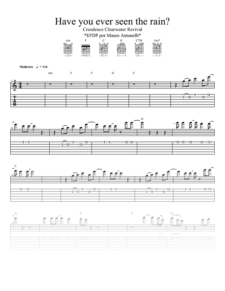 Have you ever seen the rain - Partitura + Tabs + Acordes + Pista product image (1)