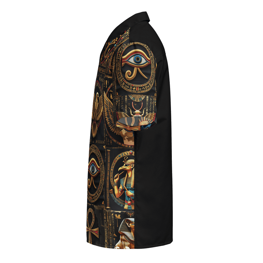 Ancient Egyptian Sacred Symbols Seamless Pattern – Gold & Crimson Embroidery on Black Textile product image (3)