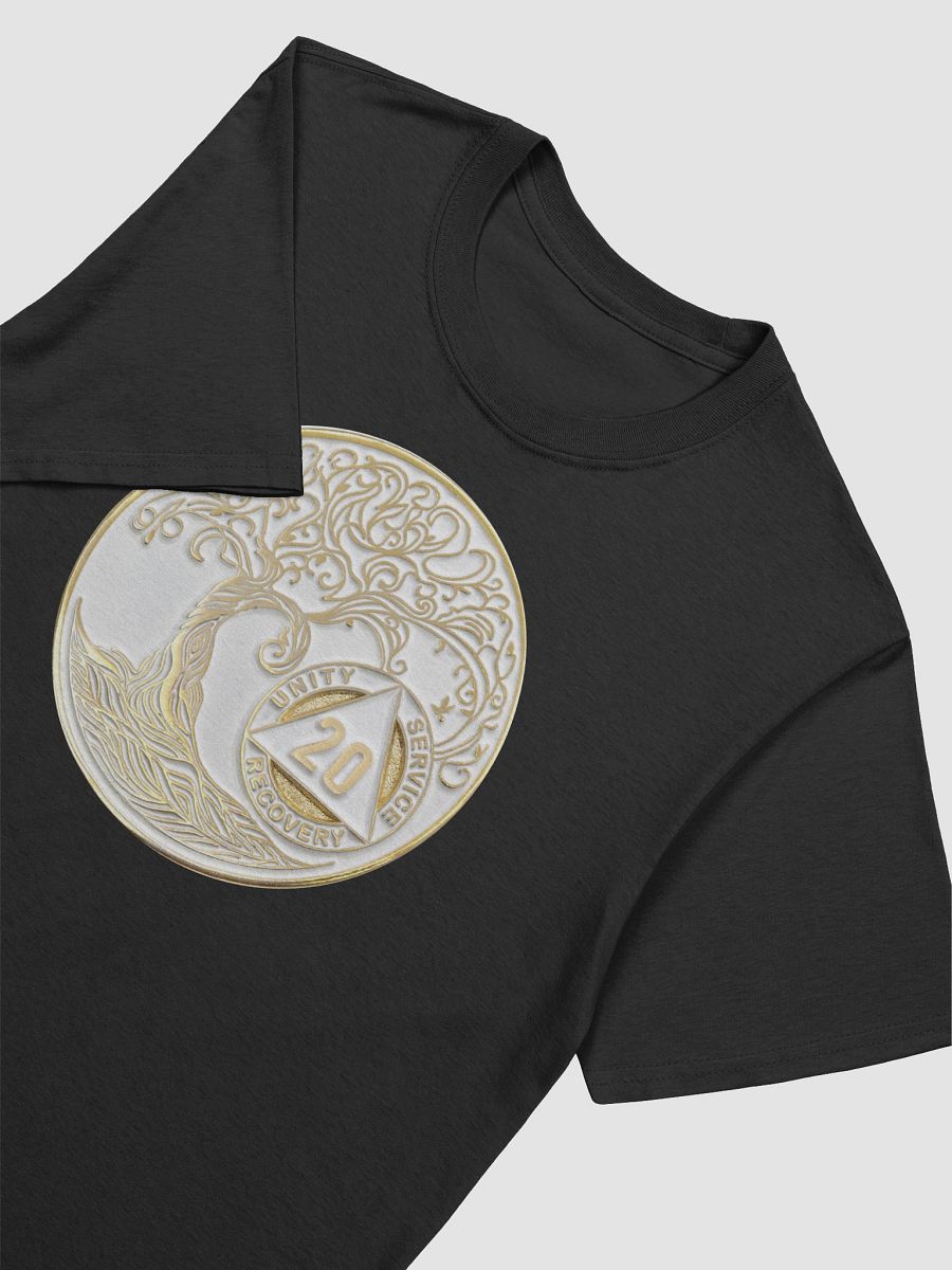 Twisted Tree of Life 20th Year Sobriety White & Gold Medallion T-Shirt product image (2)