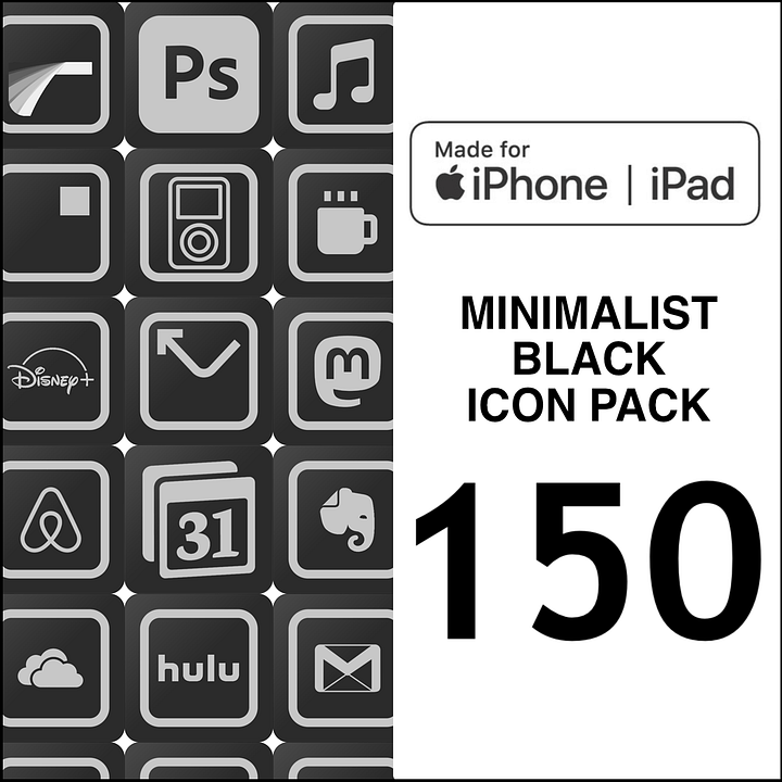 Icons Pack - iOS & iPadOS - Black Edition product image (1)