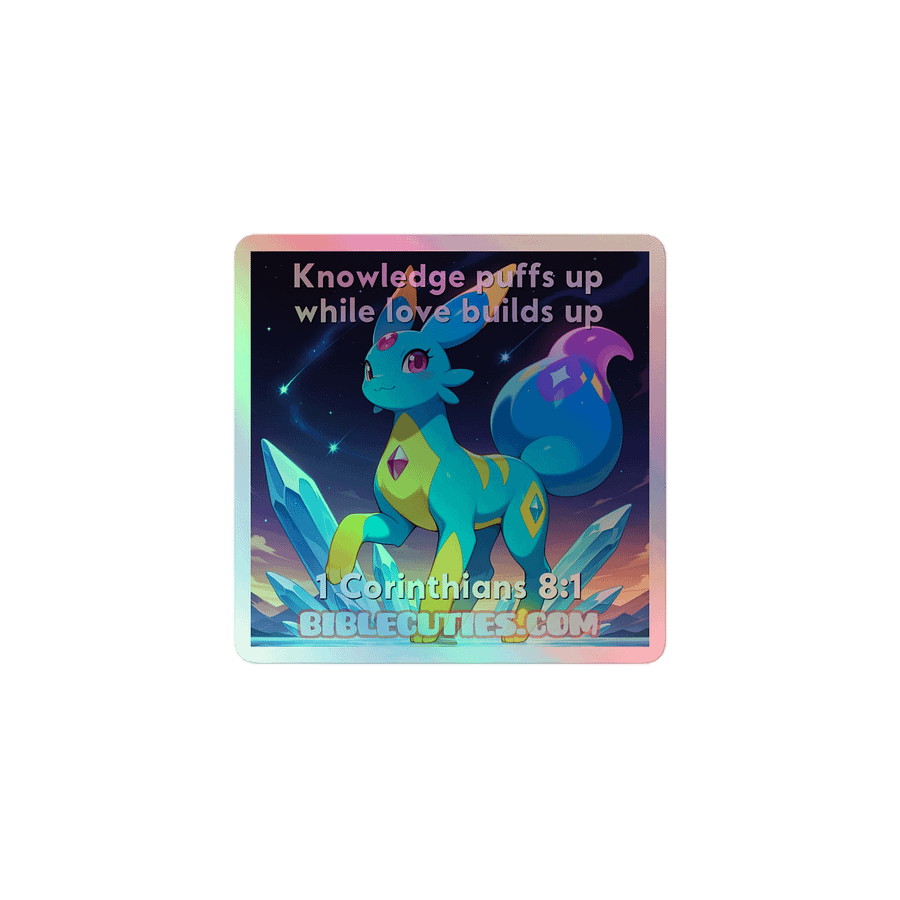 Bible Cuties Adina - Knowledge puffs up while love builds up - 1 Corinthians 8:1 Holographic Sticker product image (1)