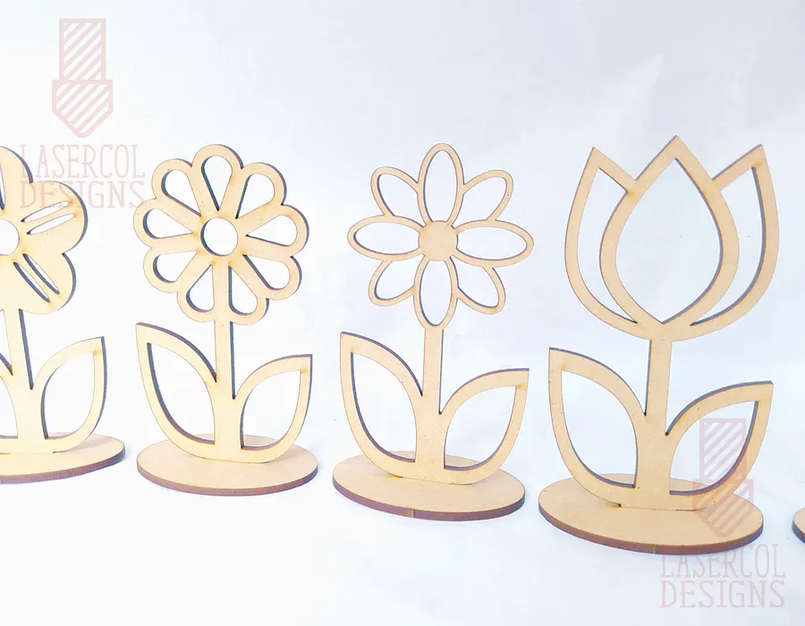 Flowers - Set 3 - (Two Sizes, Five Styles)- Laser Cut Files product image (4)