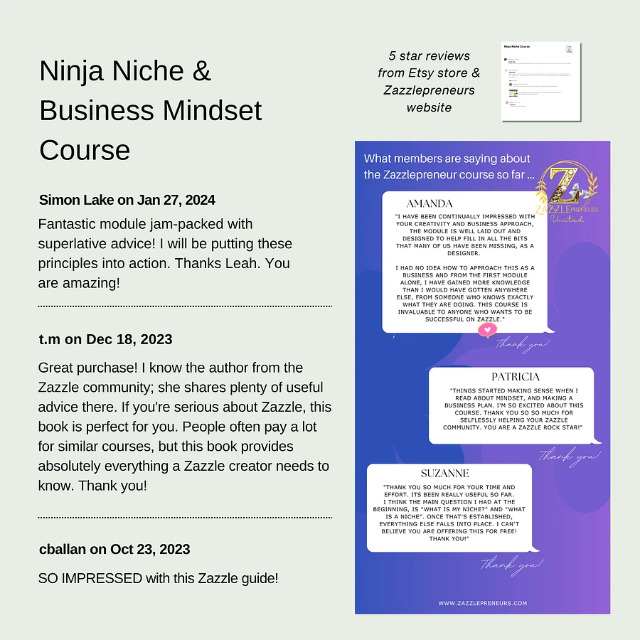 Zazzle Ninja Niche Slayers Course by LeahG Pro Platinum product image (2)