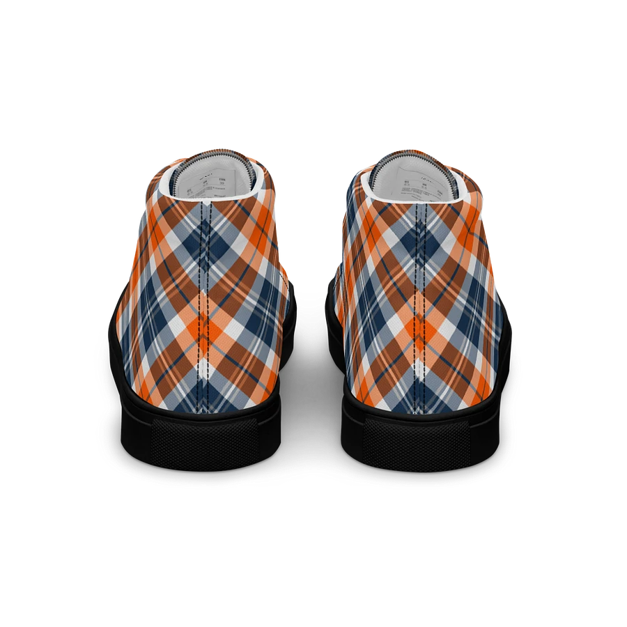 Orange and Blue Sporty Plaid Men's High Top Shoes product image (6)