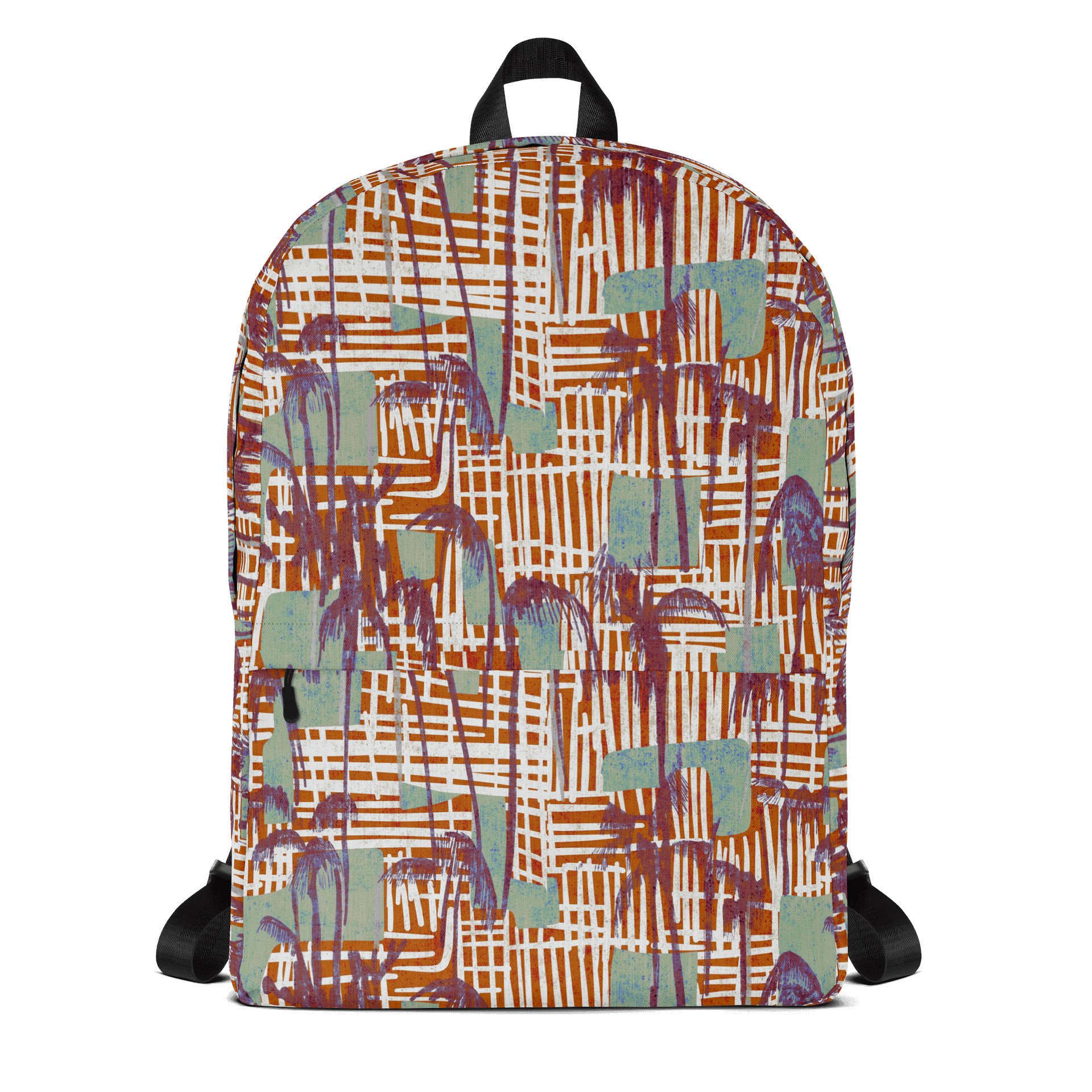 Tropical Palm Grid Laptop Backpack w/ Front Pocket product image (1)