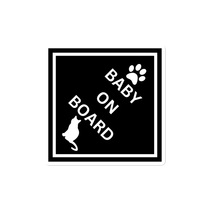 Cat Baby on Board Magnet - White on Black product image (2)