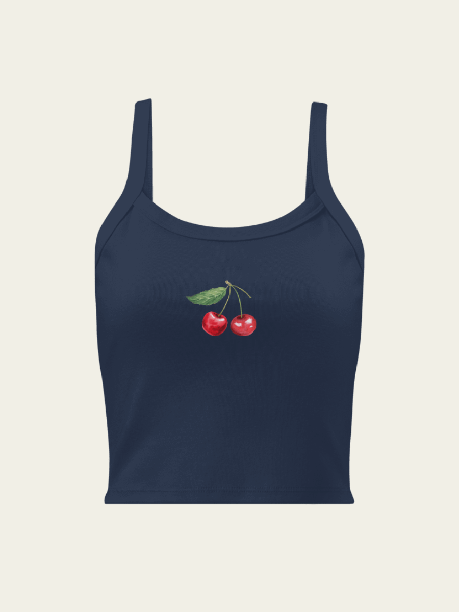 Ribbed Cherry Tank Top - Navy product image (3)