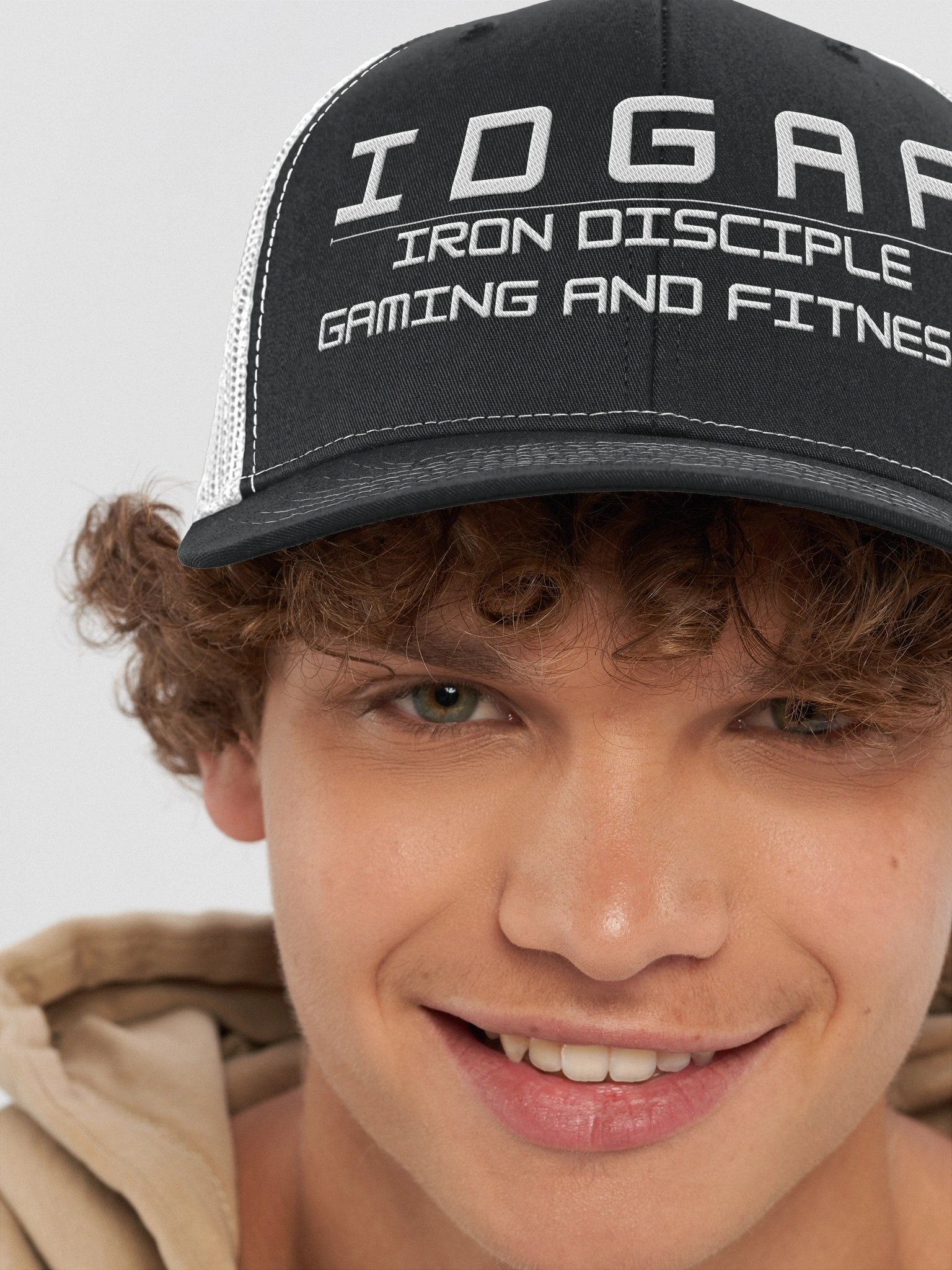 IDGAF Black & White Trucker Hat (Embroidered Logo) product image (8)