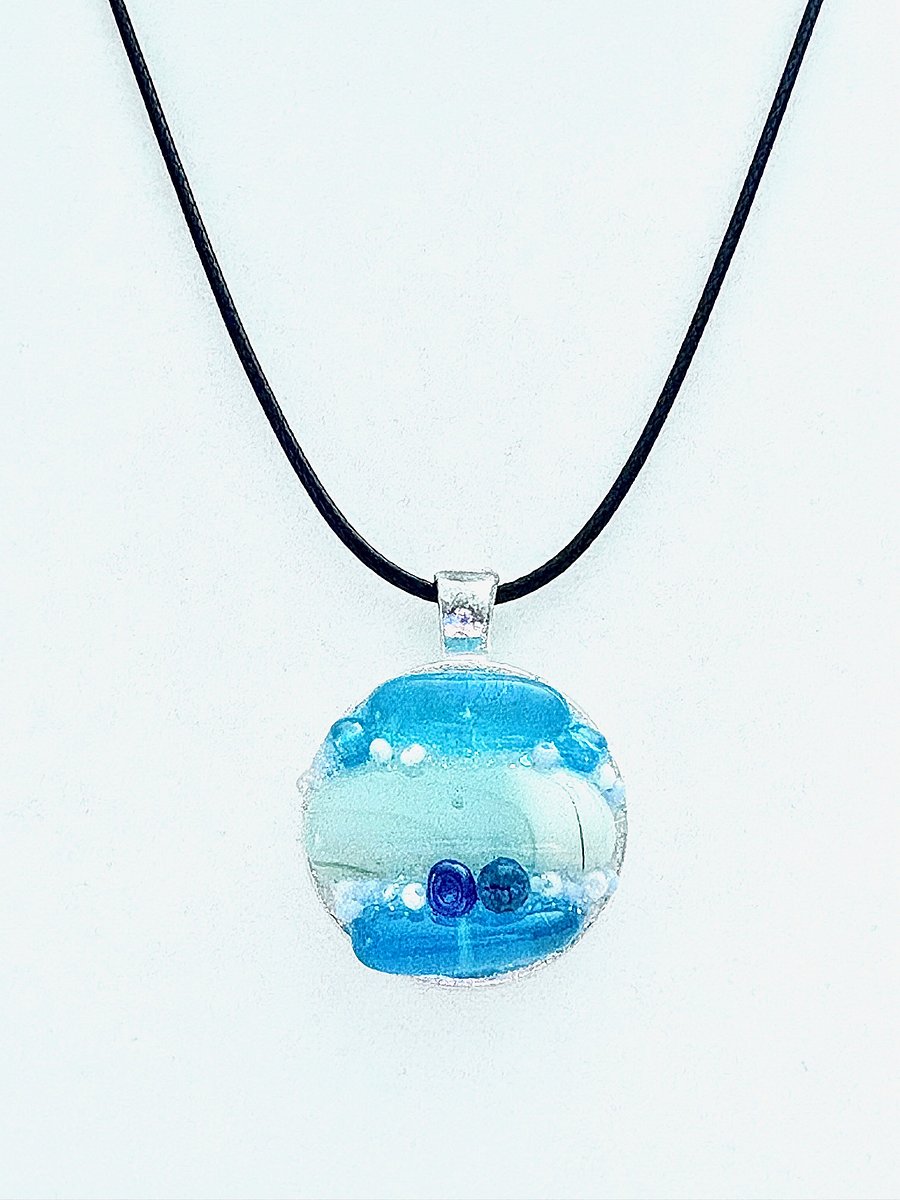 MFD-00205 | Coastal Calm Horizon Pendant Necklace | Handmade Glass Art Jewelry | Monique Faella Designs™ product image (1)
