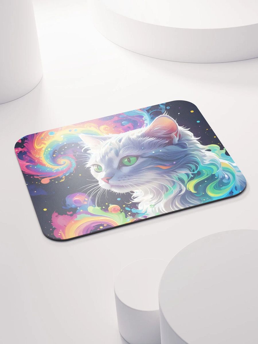 Psychedelic Cat Swirling Rainbow Art Mouse Pad product image (5)