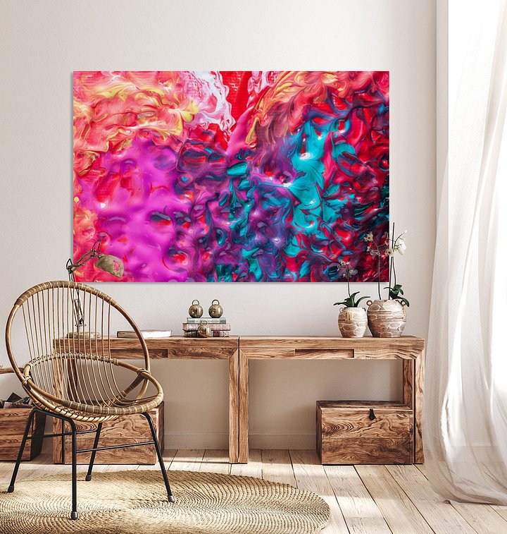 Neon Abstract Wall Art Print – Vibrant Psychedelic Fluid Acrylic Swirl product image (2)