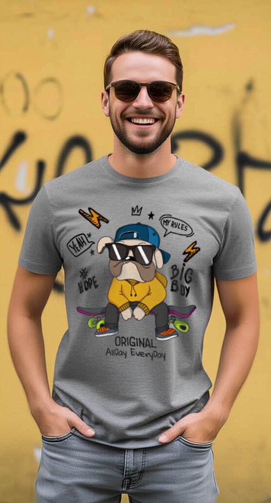 Skater Dog Streetwear Graphic T-Shirt product image (1)