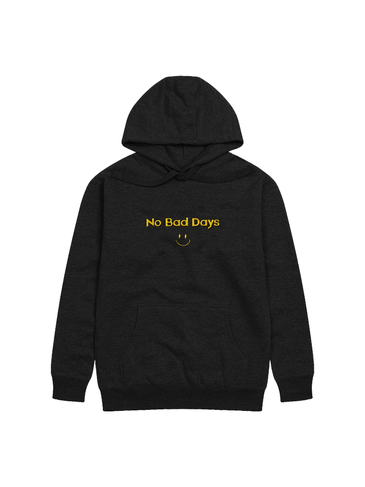 “NO BAD DAYS" Embroidered Hoodie – Gold Stitch Minimalist Streetwear Pullover for Men & Women” product image (8)