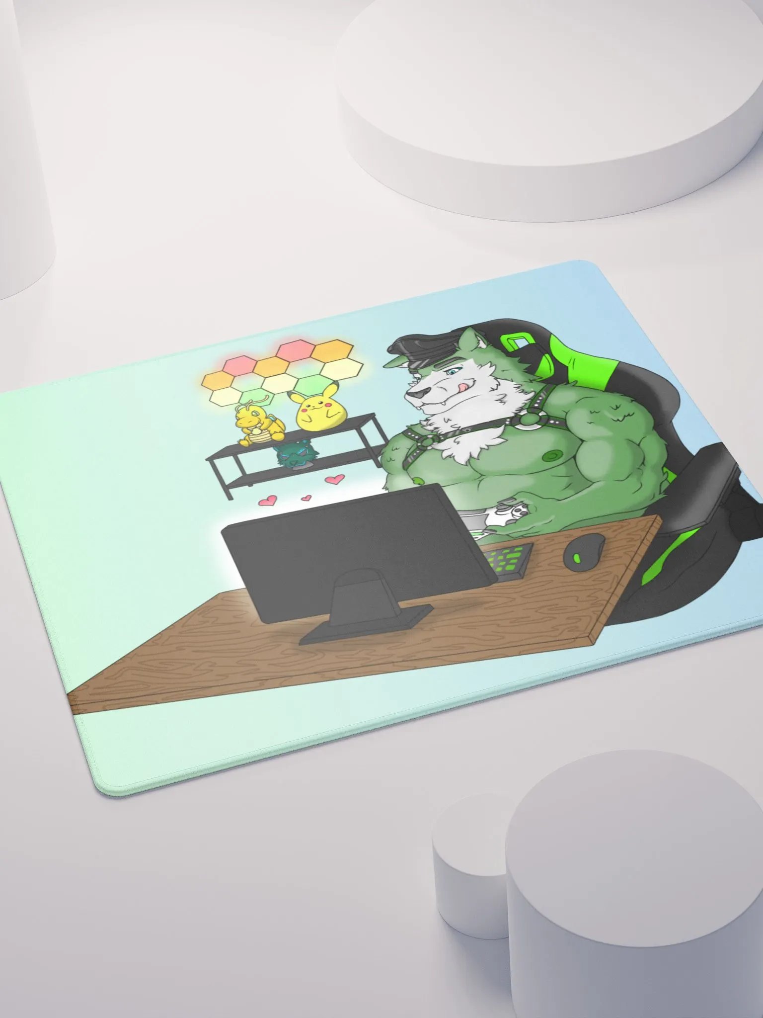 Cozy Wolf Dad Gaming Mouse Pad (Sky Blue / Left) product image (8)
