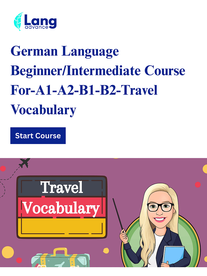 German Language Beginner/Intermediate Course For-A1-A2-B1-B2-Travel Vocabulary product image (1)