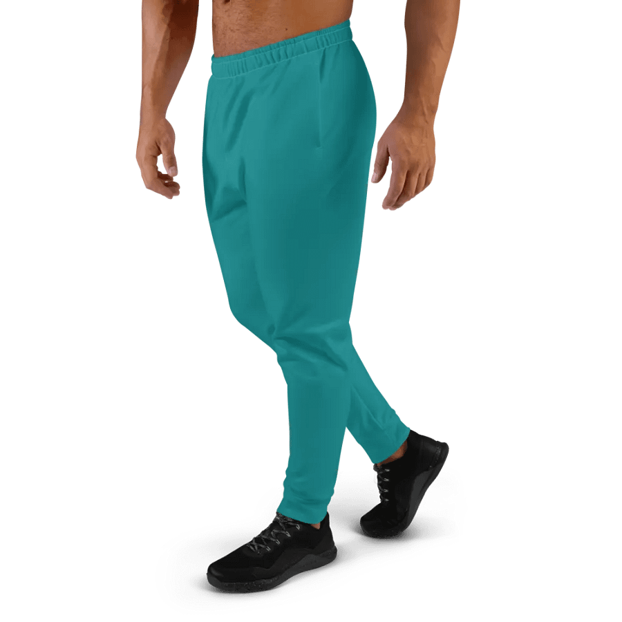 Plain Teal Green Light Summer Recycled Polyester Premium Men's Joggers by Treasure Pie product image (6)
