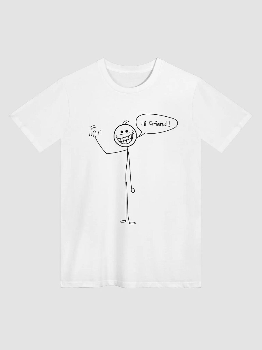 "Hi Friend!" Stick Figure T-Shirt – Funny Hand-Drawn Cartoon Tee. product image (1)