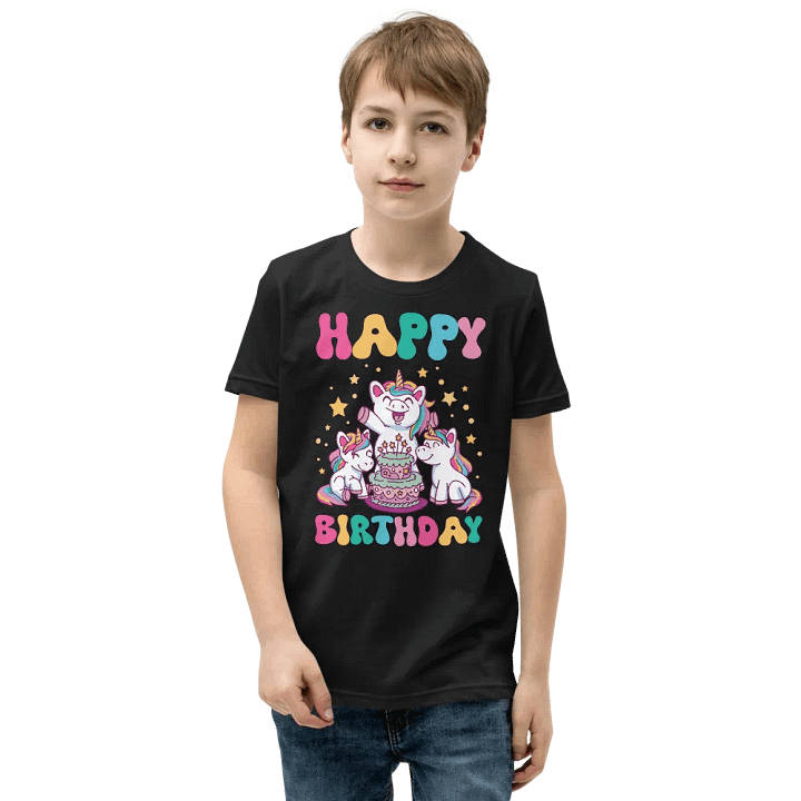 Happy Birthday (Unicorns With Birthday Cake) T-Shirt For Kids product image (1)
