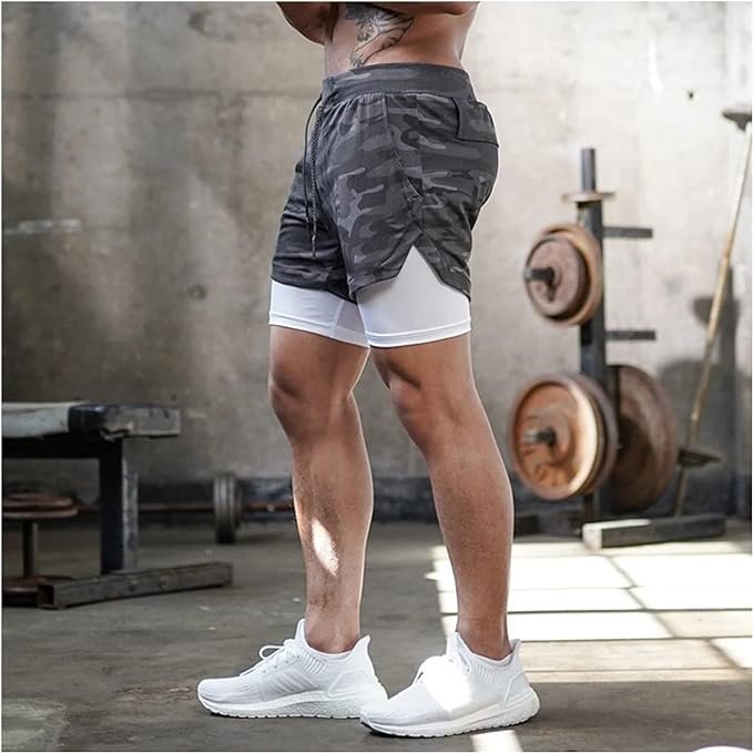 Gym Workout Shorts 2024 Running Men 2 In 1 Double-deck Quick Fitness Jogging Shorts product image (6)