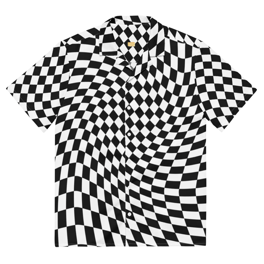 Vintage Retro Distorted Checkerboard Unisex Hawaiian Shirt product image (2)
